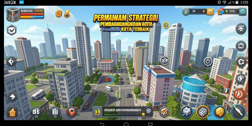 Tampilan gameplay yang menunjukkan pembangunan kota dalam 369ZK.