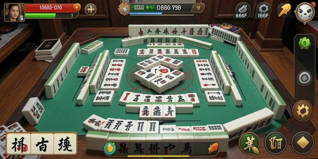 Screenshot gameplay 666F yang menampilkan momen seru dalam permainan Mahjong.