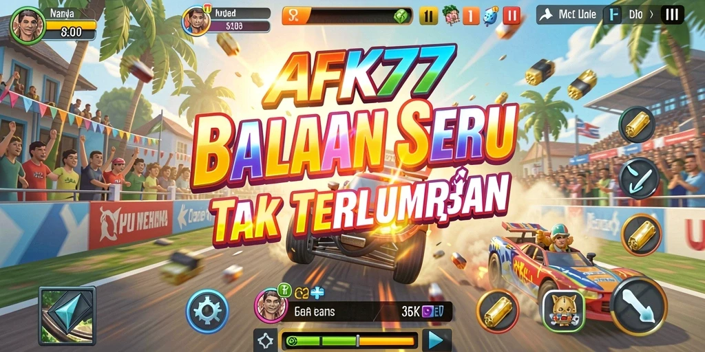 Gameplay seru balapan kendaraan di AFK77 yang menantang.
