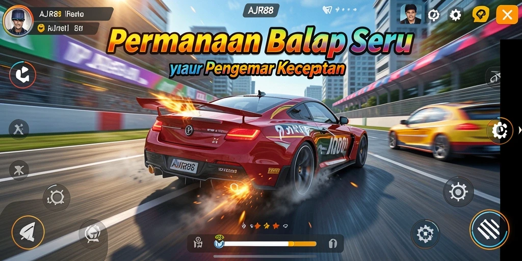 Screenshot utama dari gameplay balap yang mendebarkan di AJR88.