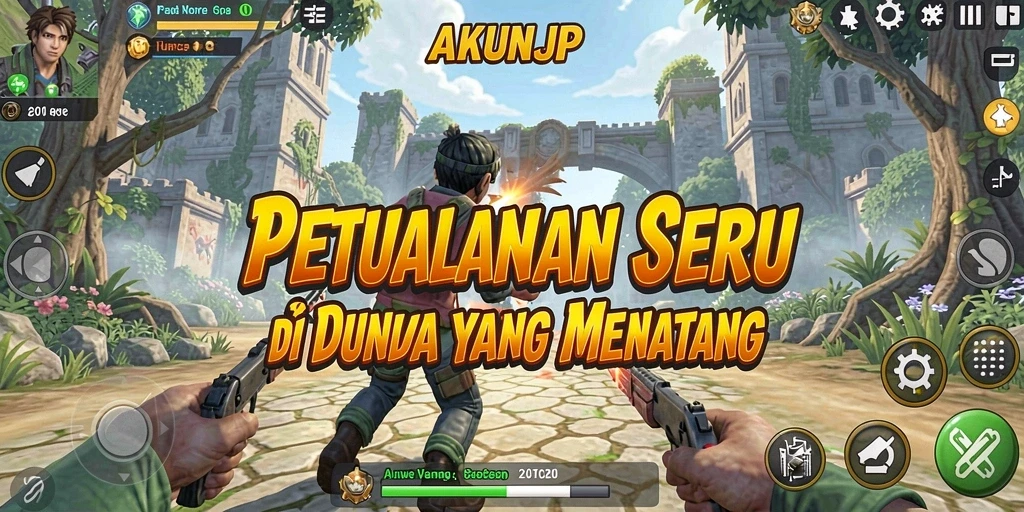 Screenshot AKUNJP menampilkan momen epik dalam petualangan.