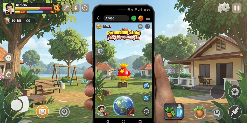 Tangkapan layar gameplay AP686 yang menarik dan penuh warna.