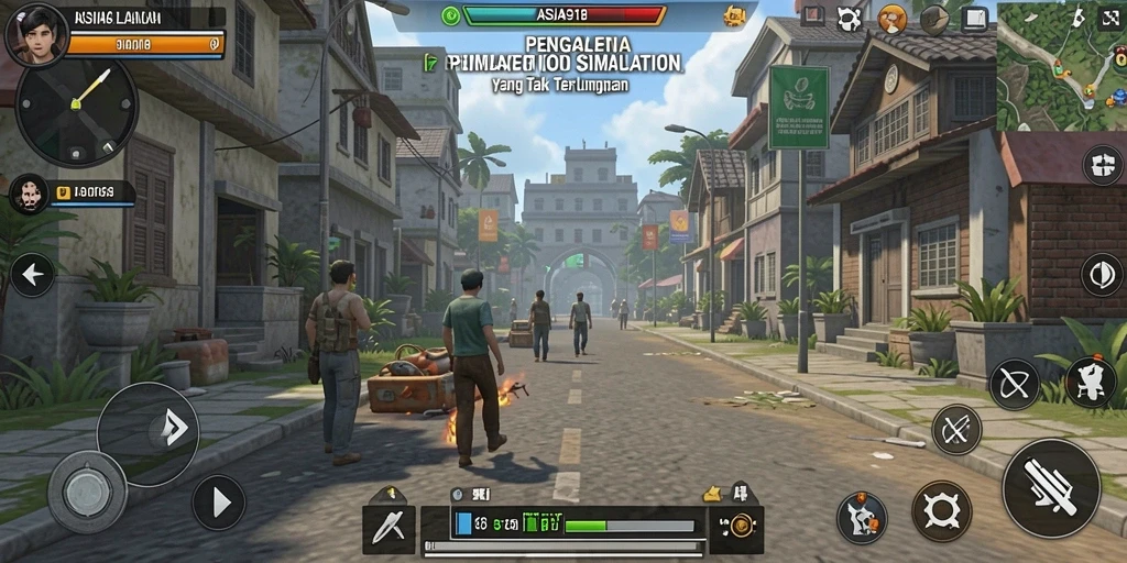 Tampilan gameplay menakjubkan dari ASIA918 yang menunjukkan interaksi dan grafis.