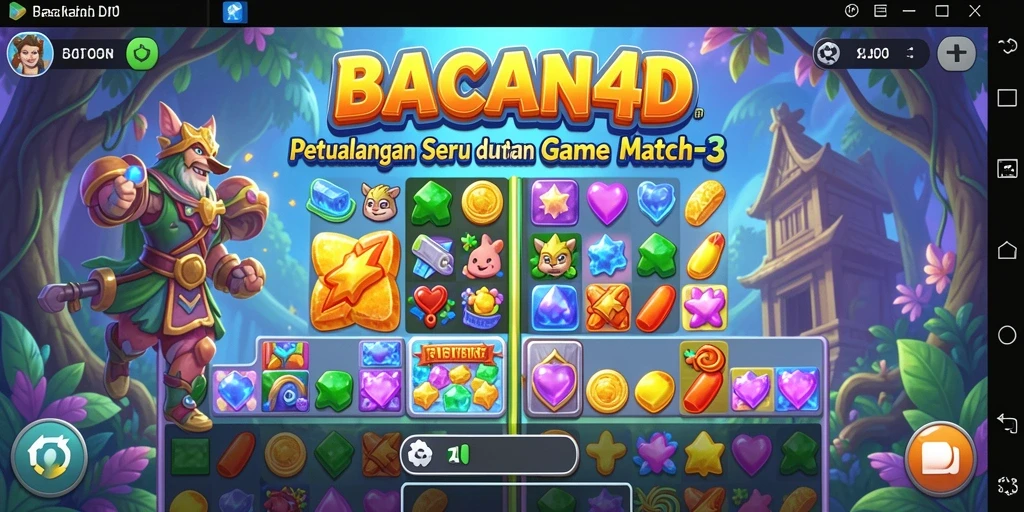 Tampilan gameplay menarik dari BACAN4D dengan elemen Match-3 yang menantang.