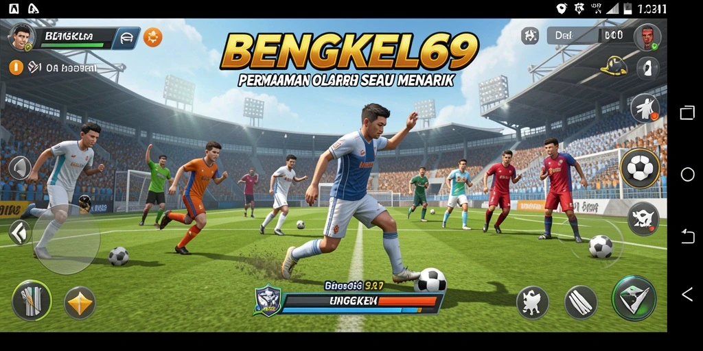 Screenshot gameplay BENGKEL69 menampilkan aksi olahraga yang seru.