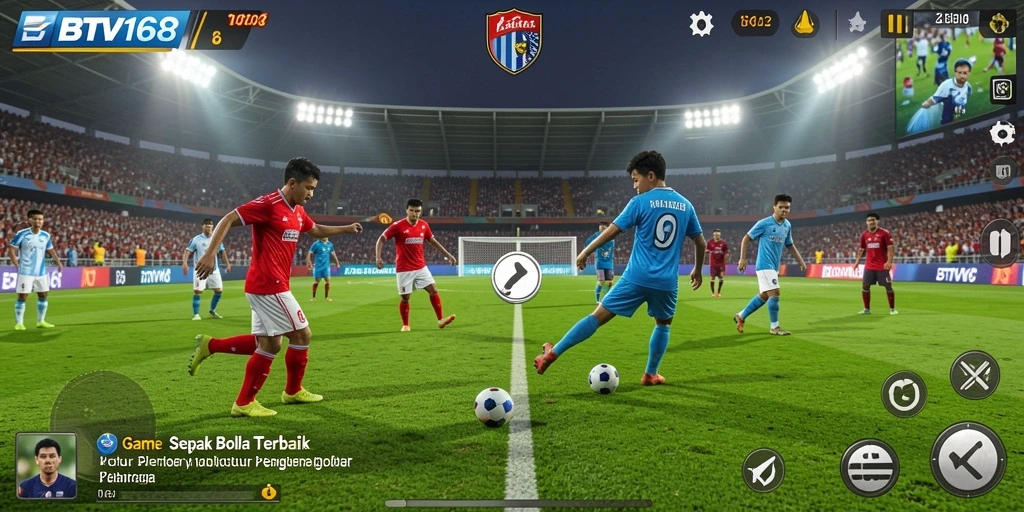 Tampilan gameplay menarik dari BTV168 yang penuh aksi sepak bola.