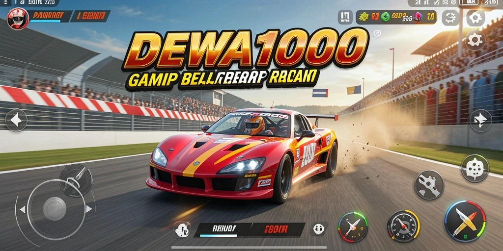 Gameplay balap seru di DEWA1000 dengan mobil menarik.