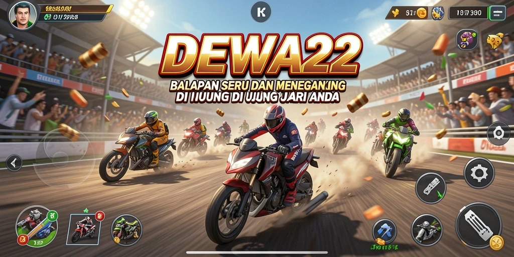 Tampilkan gameplay balapan yang menegangkan di DEWA22.
