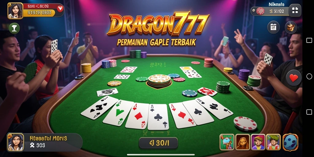 Tampilan gameplay Gaple yang seru dan interaktif di DRAGON777.
