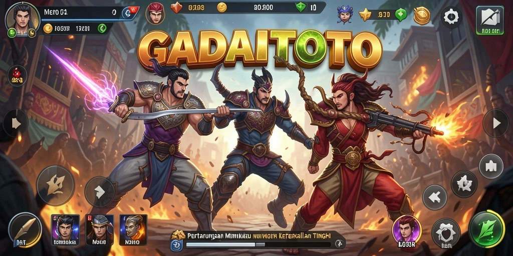 Screenshot gameplay GADAITOTO menampilkan aksi pertarungan yang intens.