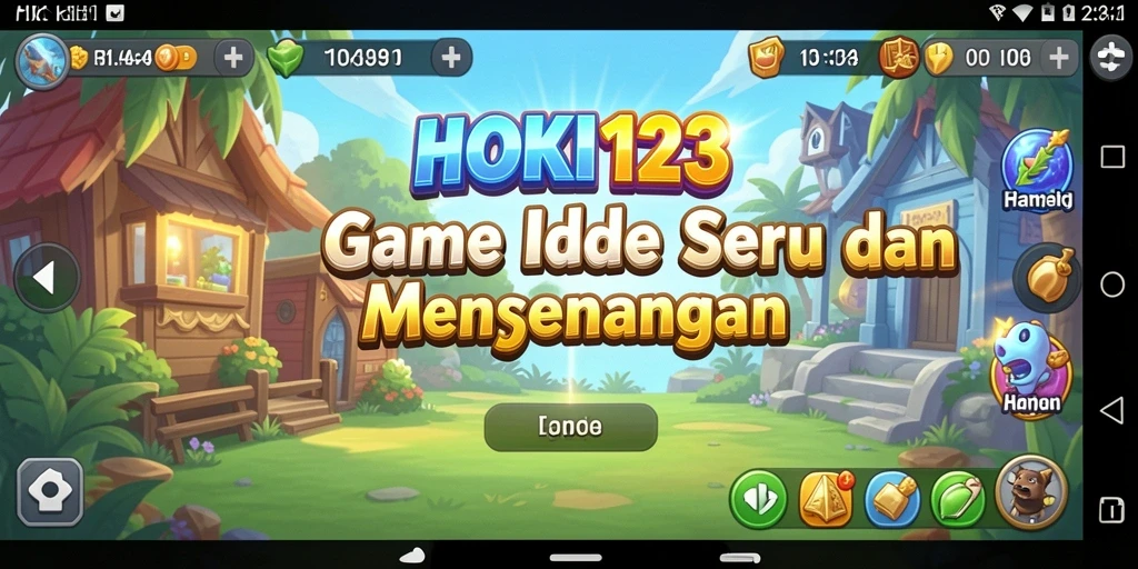 Tampilan gameplay HOKI123 yang menampilkan karakter dan aktivitas idle.