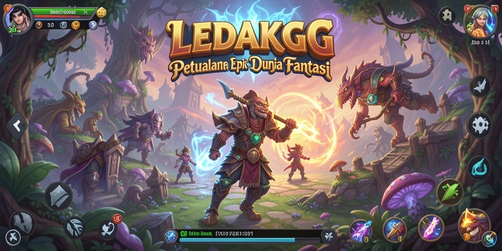 Screenshot utama LEDAKGG menampilkan aksi seru dalam petualangan RPG.