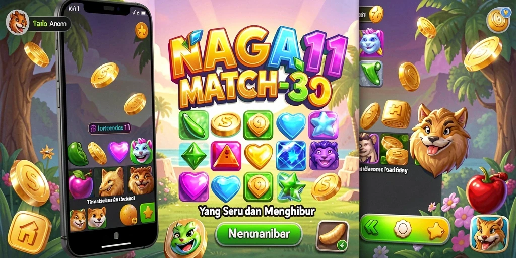Screenshot NAGA11 menunjukkan aksi seru permainan Match-3.