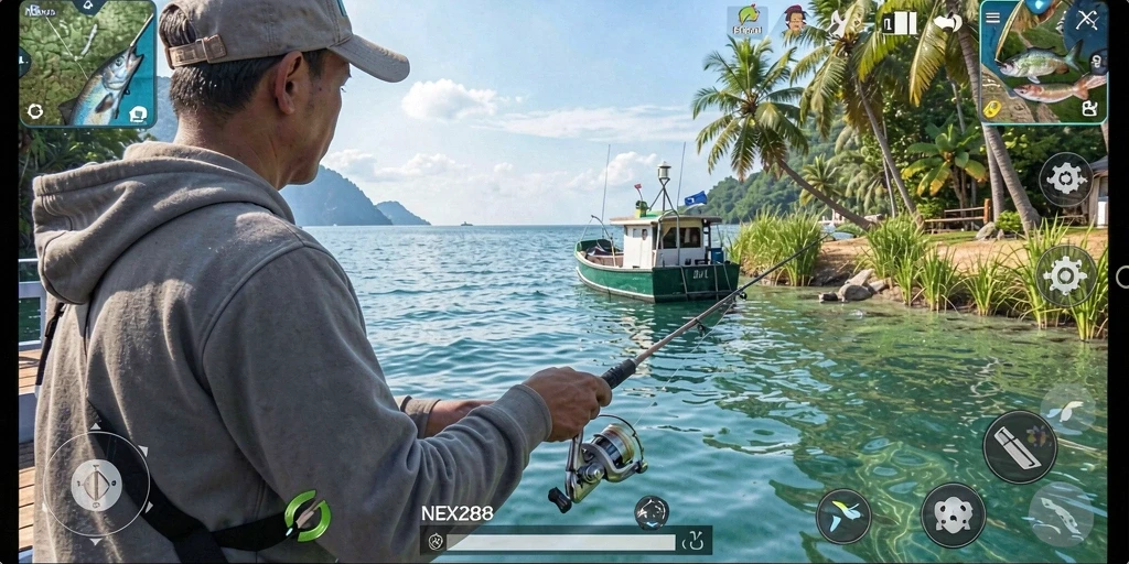 Gameplay menarik dari NEX288 saat memancing di lautan.