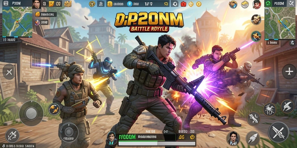 Tangkapan layar P200M menampilkan aksi mendebarkan dalam pertarungan Battle Royale.