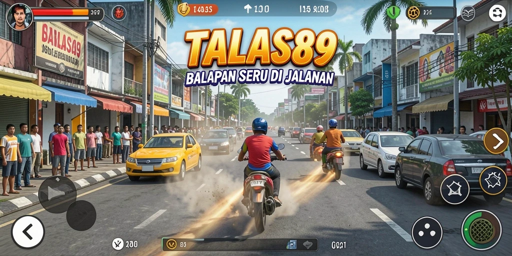 Tampilkan momen balapan menegangkan di TALAS89 dengan grafik tajam.