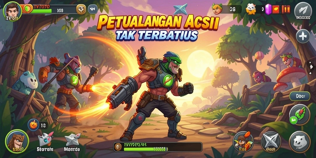 Screenshot utama <strong>TVTOTO</strong> menunjukkan aksi seru dalam pertempuran.