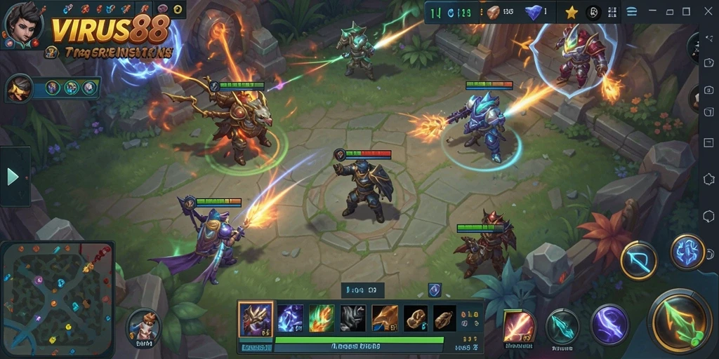 Tampilan gameplay dinamis dan seru dari VIRUS88.